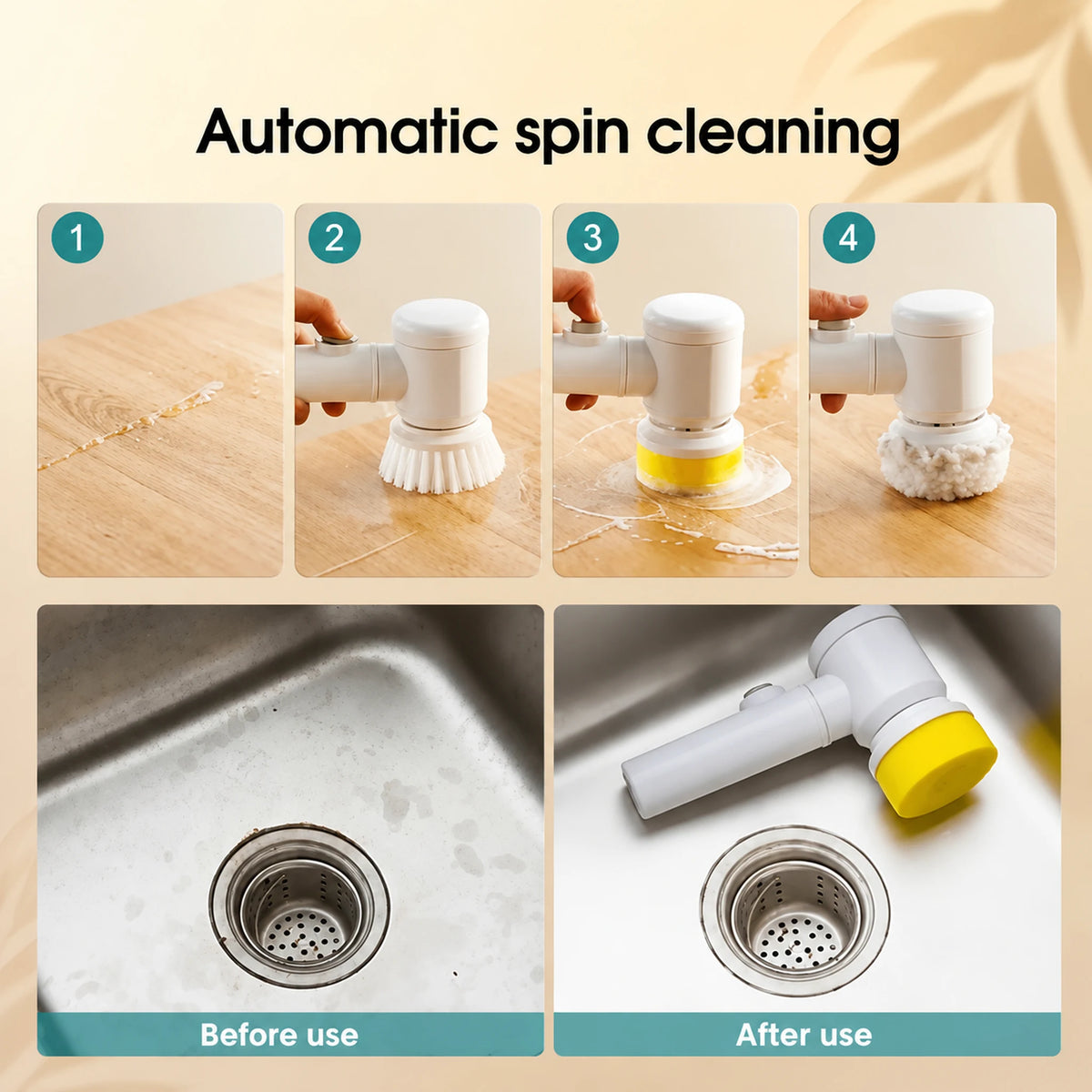 ✨ Ultimate Electric Spin Scrubber | Rechargeable Cordless Cleaner with 5 Precision Brush Heads
